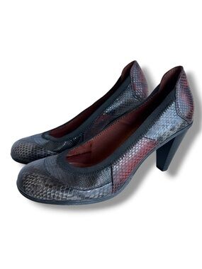 Hispanitas Snakeskin Block Heel Pumps Size EU 40 Made in Spain